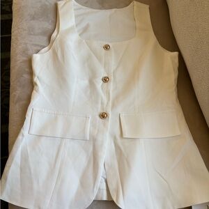 Commense White Buttoned Vest
